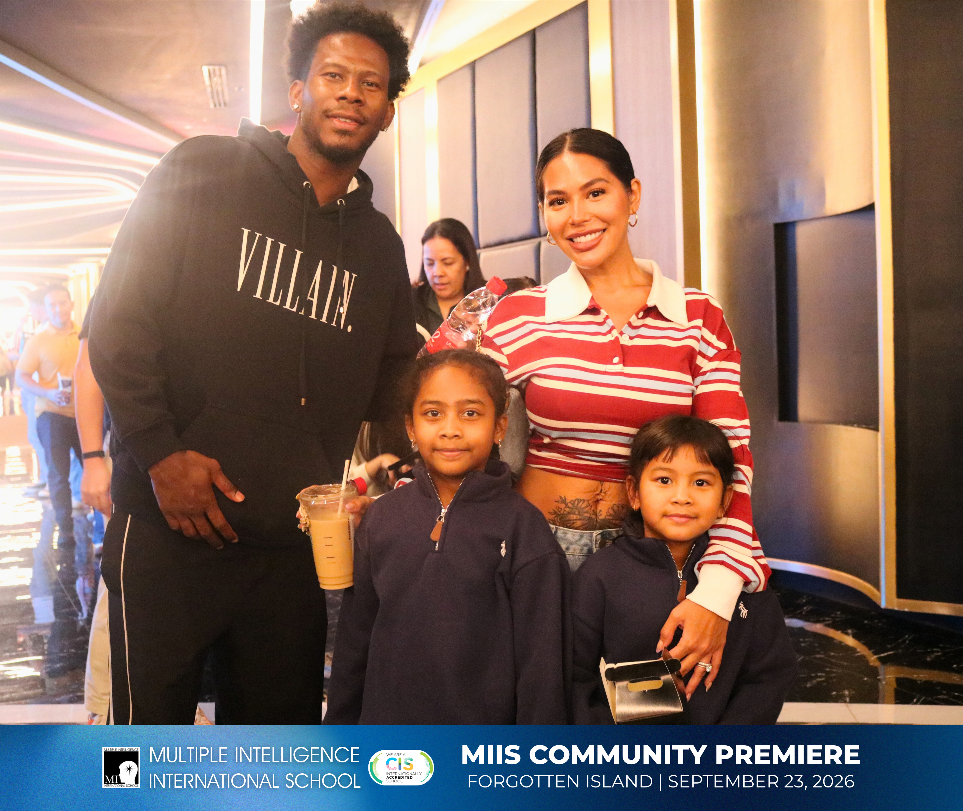 CJ Perez, Gilas Pilipinas basketball player, and family in the MIIS premier of DreamWorks' Forgotten Island