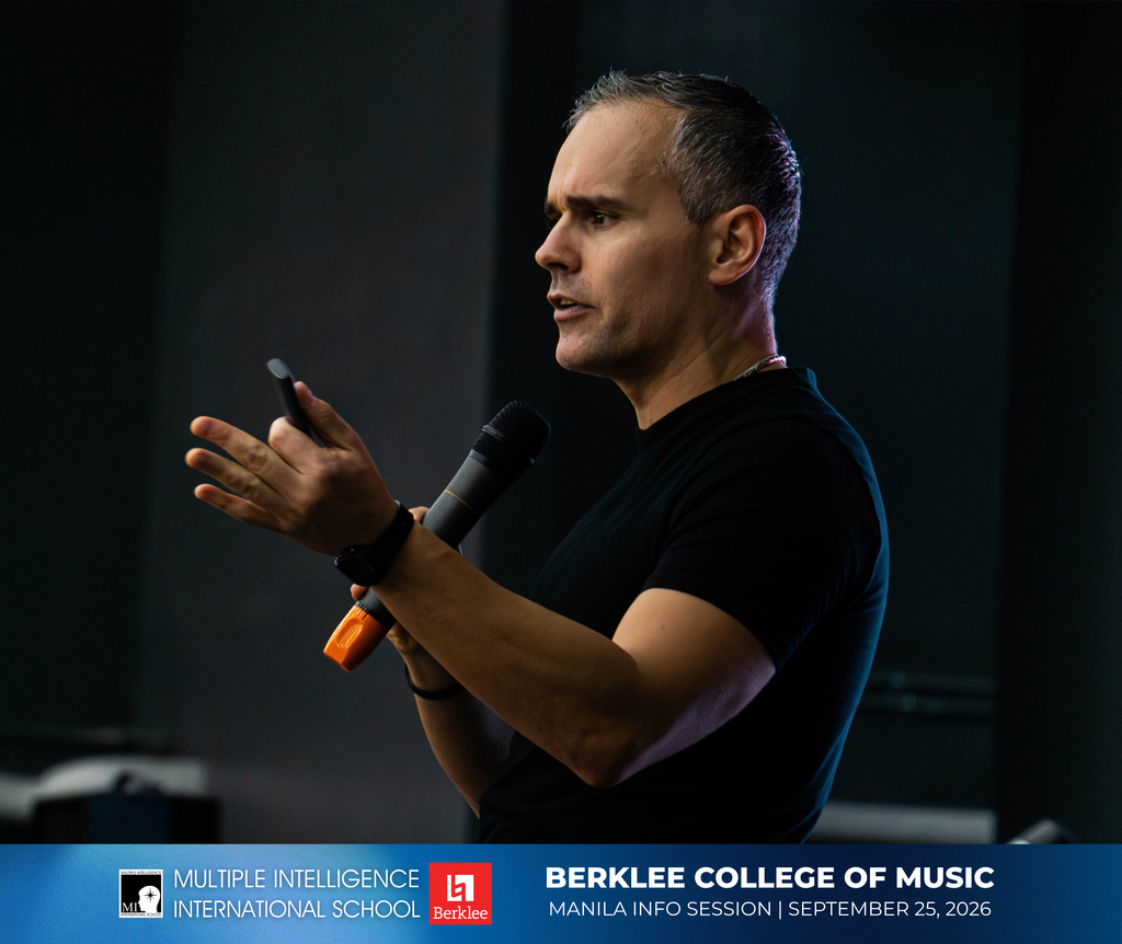 Daniel Abussi, Berklee Associate Director of Recruitment, speaking at the Berklee College of Music Information Session in Manila hosted by Multiple Intelligence International School (MIIS). 